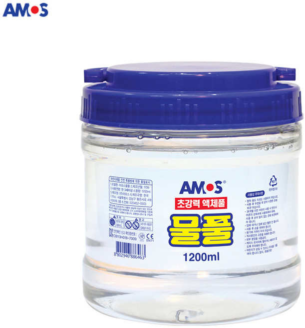 아모스 물풀 1200ml 초강력 액체풀 대용량벌크 어린이집 유치원 초등학교 만들기재료, 1, 1개