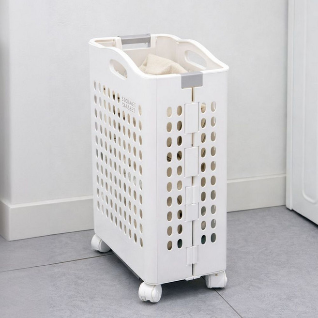 쿠픽스 접이식 빨래바구니 세탁 폴딩 바스켓, 화이트