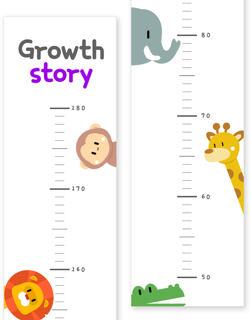 애드바이브 유아부터 성인까지 키재기 자 포스터 동물원, 화이트