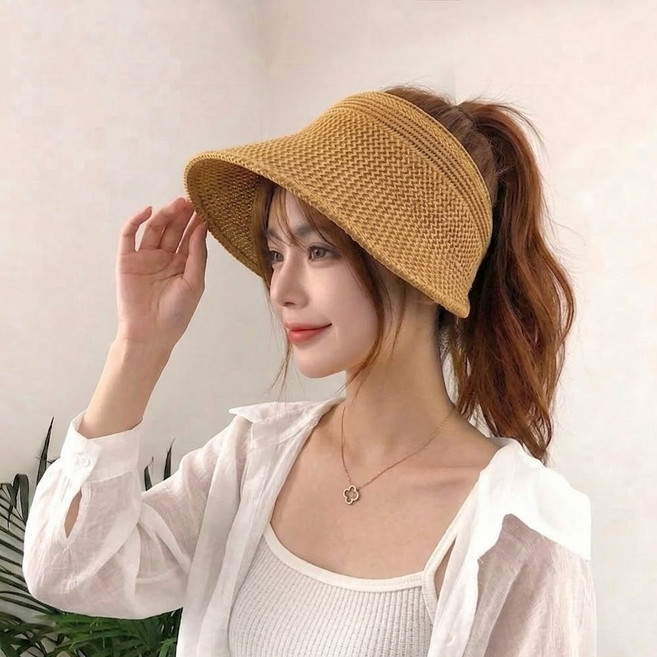 젝소 여름 여성 모자 예쁜 라탄 벙거지 탑리스 버킷햇