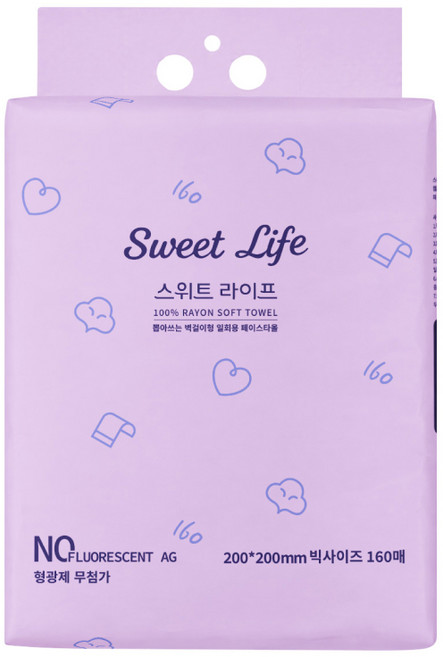 스위트 라이프 뽑아쓰는 벽걸이형 일회용 페이스타올 빅사이즈 200mm x200mm 160매, 1개