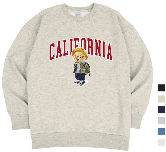 폴앤폴 캘리포니아 곰돌이 스탠다드 남여공용 맨투맨 6컬러