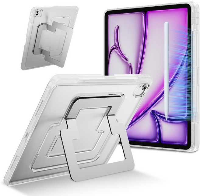 헤미션 아이패드 듀얼 스탠드 태블릿 케이스 펜 수납 & 범퍼 보호 에어8/7/6/5/4 프로8/7/6/5/4/3/2/1세대 10.9/11/12.9/13인치 M2 M3 M4 M5, 투명, 1개