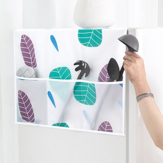 냉장고 세탁기 덮개 가정 주방 정리 보관 수납 포켓 가전제품 건조기 커버 다용도 멀티 인테리어 소품 용품, 나뭇잎