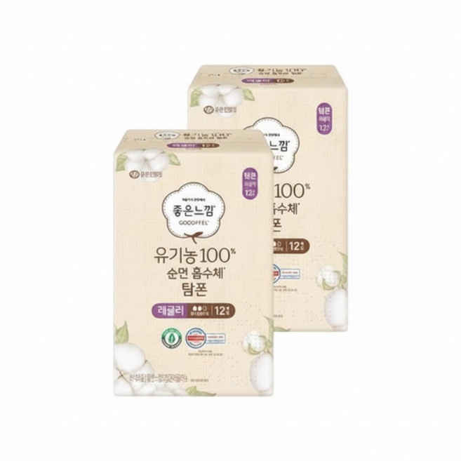 좋은느낌 유기농 탐폰 레귤러 12개x2팩, 2세트, 12개입