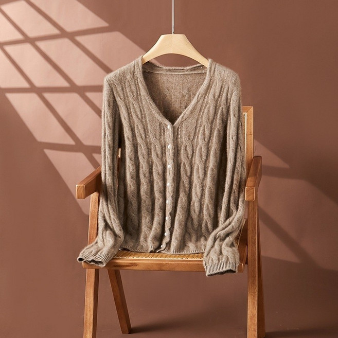 MOMON 가을 겨울 명품 캐시미어 100% 유럽감성 여성 캐시미어 레트로 카디건