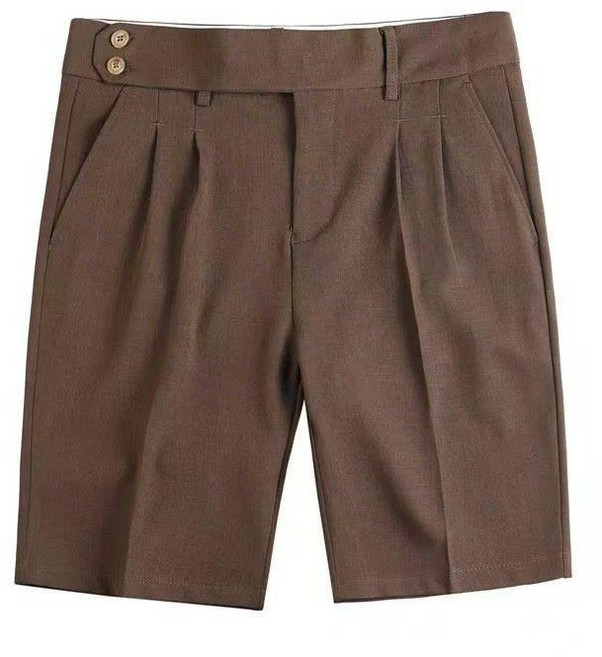 男士雙褶西裝休閒五分短褲