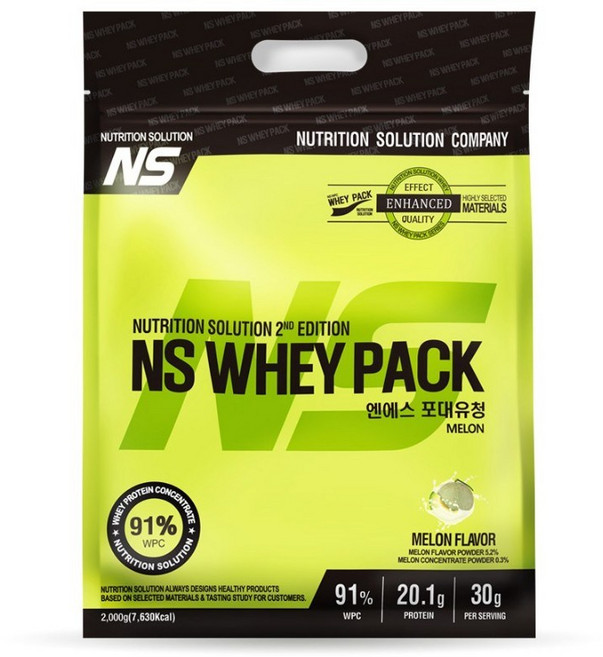 NS 포대유청 WPC 메론맛 헬스보충제 단백질보충제 유청단백질가루 단백질쉐이크 프로틴, 2kg, 1개