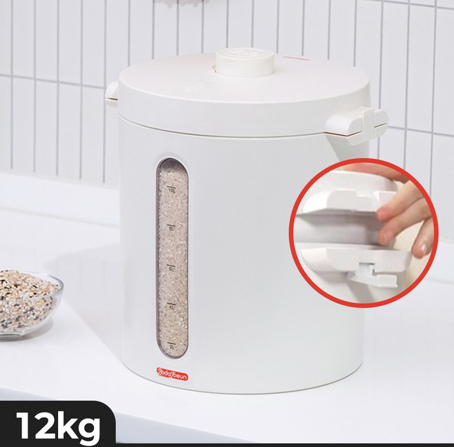 마이미 진공쌀통 10kg [충전식 무선 12kg] 한정특가/잠금고리+UV살균 업그레이드형/특허기술 압축+진공 쌀벌레방지 습기방지 밥맛보장 신선도유지 진공밀폐 쌀보관통 저소음, 화이트, 1개