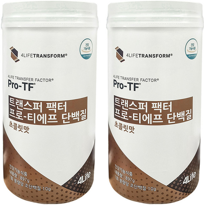 1+1 포라이프 트랜스퍼 팩터 프로 티에프 단백질 초콜릿맛 + 포켓물티슈 증정, 2세트, 897g