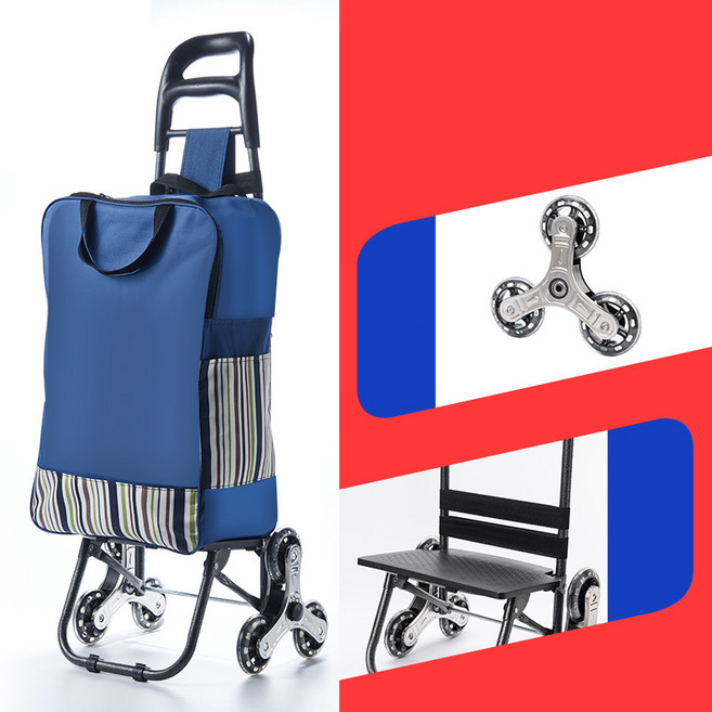 가벼운 장보기 카트 GIANXI 작은 손수레 계단식 접이식 작은 트레일러 손수레 카트 손수레 카트 가정용 휴대용 장바구니 가벼운 노인 손수레, 플래그십(지퍼백+스텐베어링바+바닥+등판), 1개