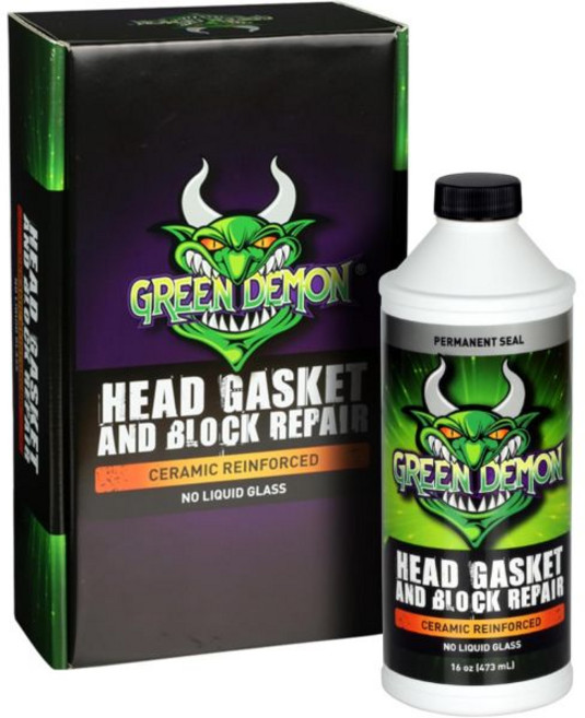 그린 데몬 헤드 가스켓 및 블록 수리 | 세라믹 강화 실러 고급 냉각수 누수 DIY 영구 엔진실린더 실란트 자동차 SUV 트럭용 16온스