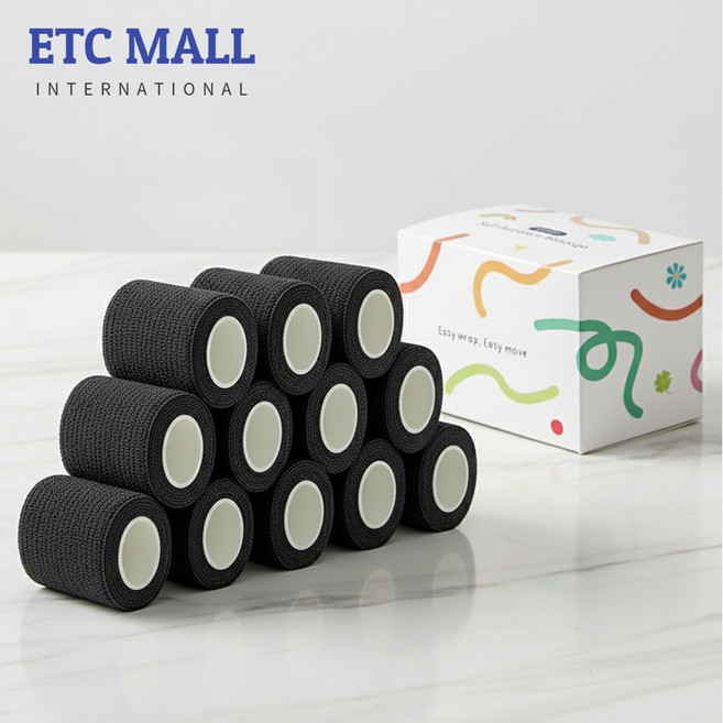 이티씨몰 자가점착 밴드 5cm 압박붕대 10+2 블랙, 1개