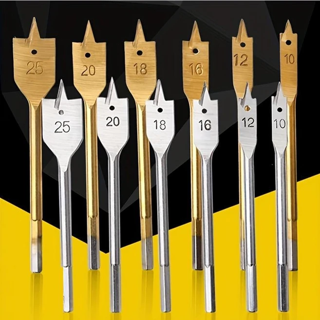 목공 육각 나비 기리 스페이드 비트 12종 세트, 10-25mm 골드+실버 12종 - 쿠팡