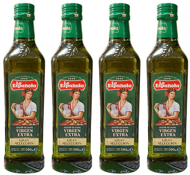 라 에스파놀라 엑스트라 버진 올리브 오일 (병), 4개, 500ml