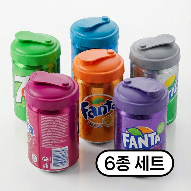 실리콘 탄산 맥주 캔뚜껑 밀봉 먼지차단 재사용 음료수 콜라캔 뚜껑, 6개, 혼합색상