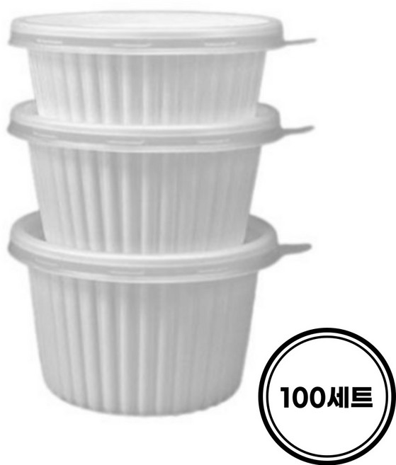 국내생산 일회용 국용기 105 파이 포장 용기 전자레인지 1회용 장국 국물 밥 백색 JH, 1세트, 100개