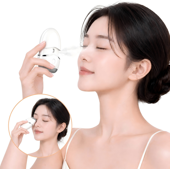 ERANSTAR 나노입자 전동 미스트기 눈 수분공급기 휴대용/온열 홈케어/눈 피로 완화, 화이트