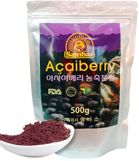 쌈바스 아사이베리 500g 대용량 브라질산 항공직수입 리필병과 스푼 제공, 1개
