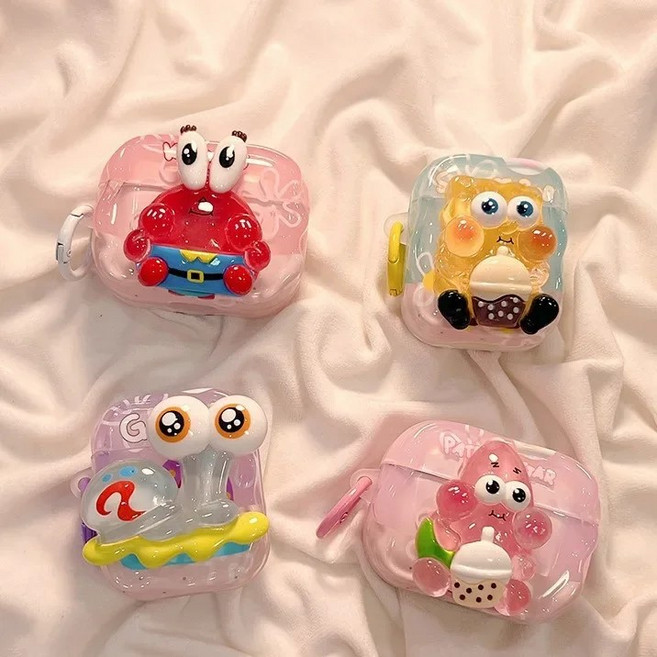 스폰지밥 에어팟 케이스 에어팟프로 1 2 뚱이 집게사장 래리 핑핑이 징징이 에어팟케이스, 에어팟 3