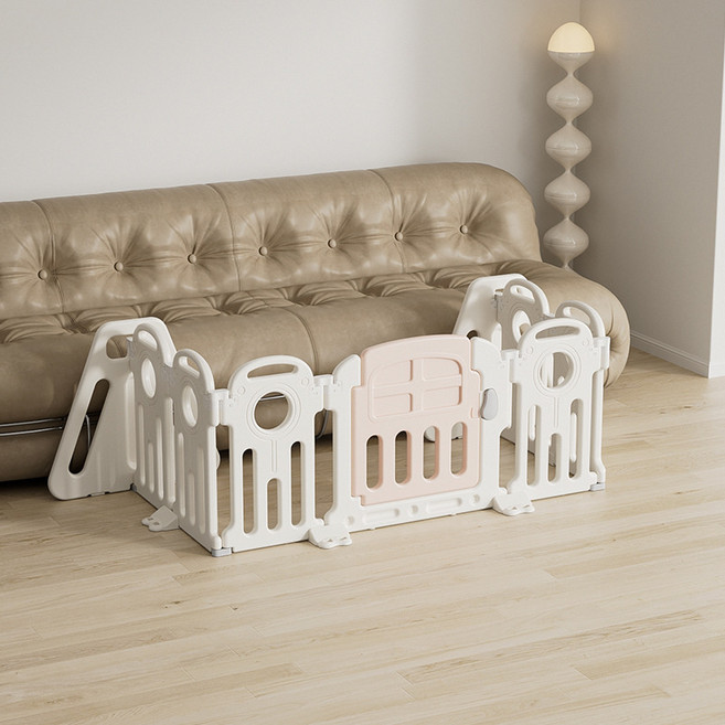 兒童遊戲欄三面圍欄寶寶室內家用安全防護欄嬰兒學步安全柵欄玩具, 站立圍欄6小片+1門+2邊柱(長2.66米):一套