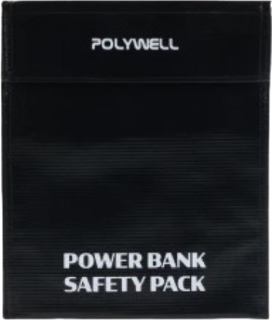 POLYWELL 行動電源安全收納袋 防火阻燃絕緣保護袋 各類電池適用 安全防爆袋【DZ0251】, 2.黑18×23cm, 1個