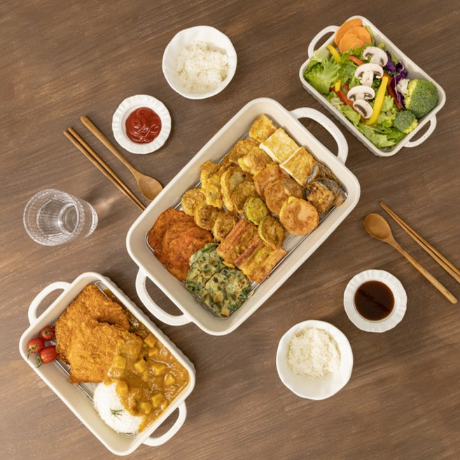 밀키도트 오븐용 세라믹 바트 3size, (소1p.중1p.스텐망2p)1세트, 1세트, 소1p+중1p+스텐망2p