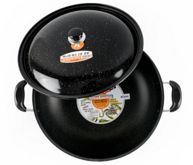 국산 애니쿡 5중마블코팅 튀김솥 볶음솥 튀김냄비 대용량 대형 급식 업소용, 1개, 36cm