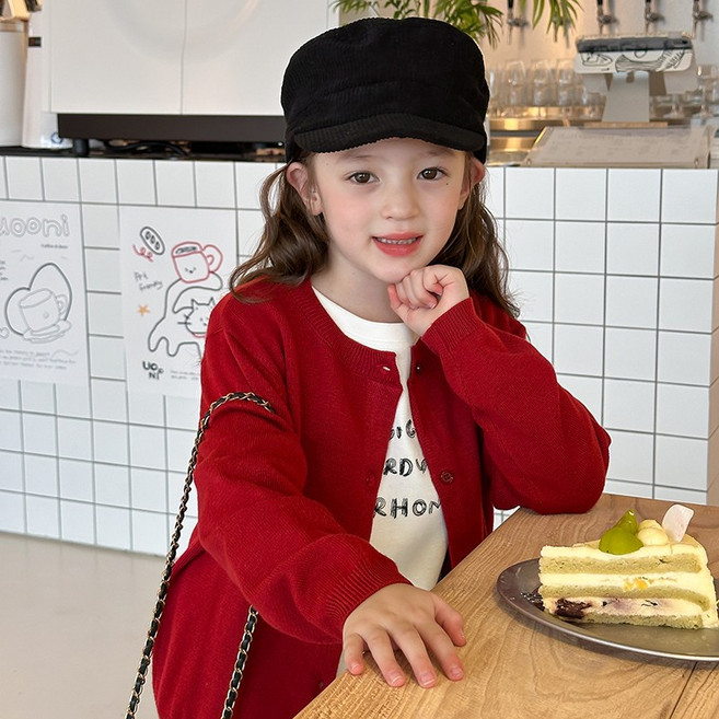 여아 무지 니트 가디건 [5-198]