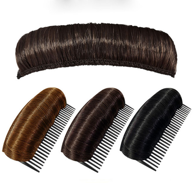 팬시온 볼륨 업 헤어뽕 빗핀 머리뽕 가발 핀 붙임 머리 헤어 피스, 특대-내추럴브라운, 1개