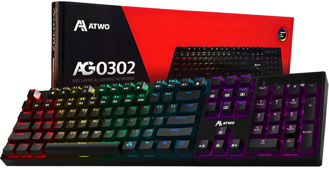 에이투 게이밍 LED 기계식 유선 일반형 키보드 USB 리니어, 블랙, AG0302, 적축