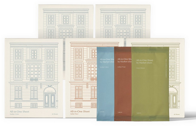 [메가팩] 마켓올슨 올인원 건조기 시트 5박스(200매) (스타일러 겸용), 그린 브리즈향