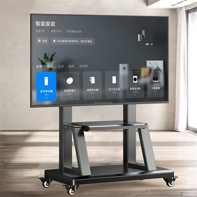 32-70吋 萬向輪可調高度電視推車 附層架, 1個, HJZM-32-70