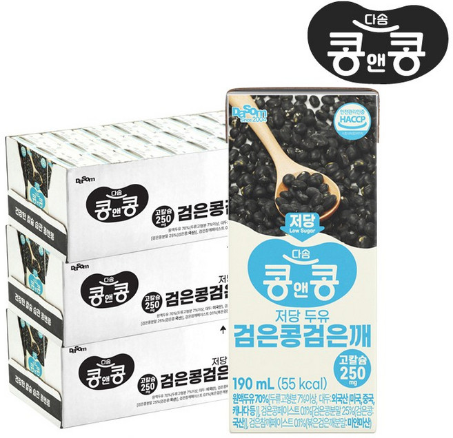 콩앤콩 저당두유 검은콩 검은깨, 72개, 190ml