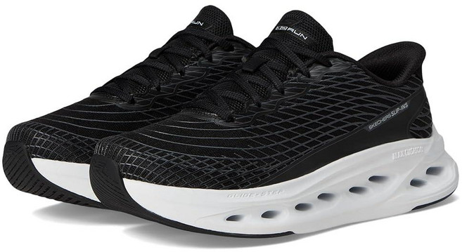 136731 Skechers 여성용 맥스 쿠셔닝 글라이드 스텝 사파이어 핸즈프리 슬립온 스니커즈 화이트/라벤더. 7.5
