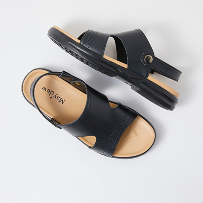 마나슬루 천연소가죽 남성용 베이직 발편한 투웨이 샌들 국내산