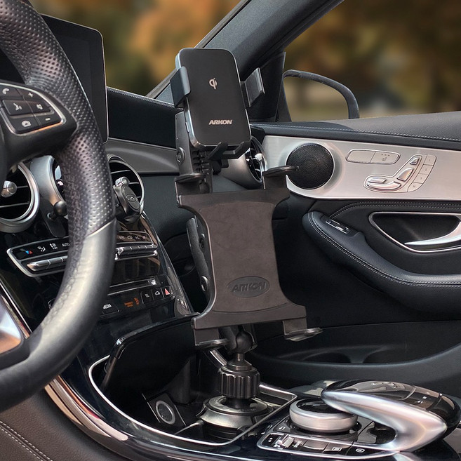 차량용 컵홀더 타블릿 스마트폰 듀얼 거치대 아이패드 갤럭시탭 G패드 핸드폰 휴대폰 무선충전 거치대, 아콘 AWCTR6323, 1개