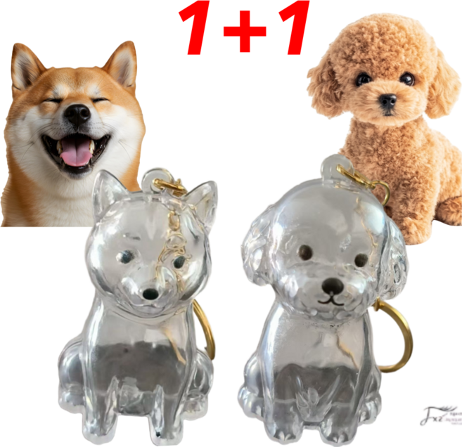 제고비 메모리얼 반려동물 털 키링 사랑을 담아 추억보관 1+1 세트, 1세트, 소중한 강아지 털 키링
