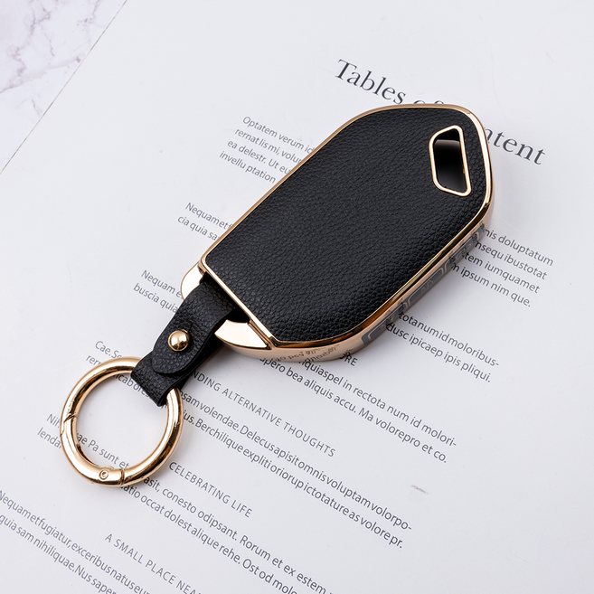 기아 EV9 쏘렌토 MQ4 카니발 KA4 KA5 모닝 GT 호환 가죽 TPU 키케이스 키홀더 키링, 9버튼(TL08), 블랙골드