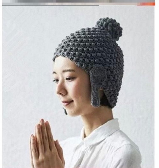 廢物專賣店 佛陀帽 - 手工編織毛線如來佛帽 日本爆紅趣味造型 生日交換禮物 尼姑帽保暖帽