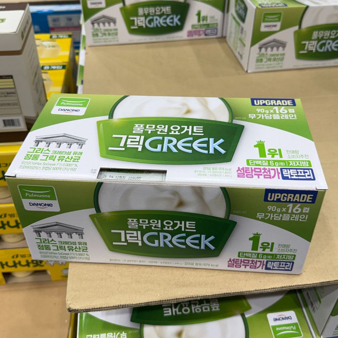 풀무원 다논 그릭요거트 설탕무첨가 플레인, 16개, 90g