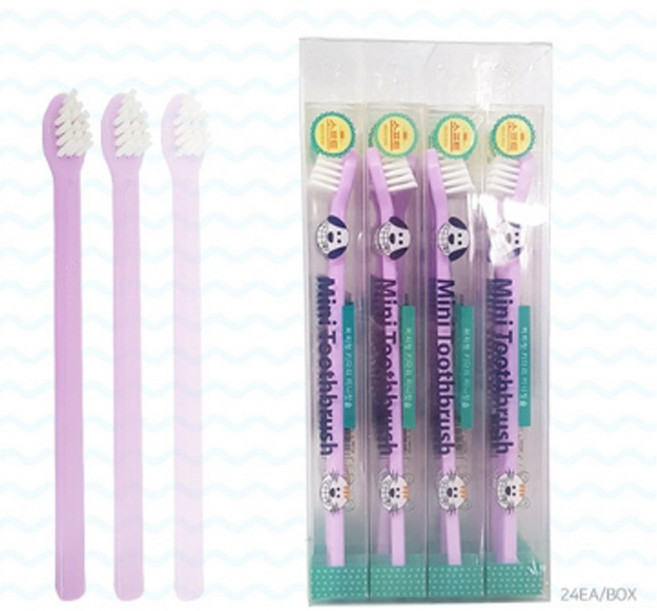 키다리 미니칫솔 강아지칫솔, 보라, 10개