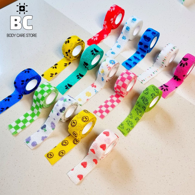 BC 컬러 코반 자가점착밴드 손가락 붕대 강아지 신발 세트, 2.5cm X 4.5m(1인치)10+1, 11개