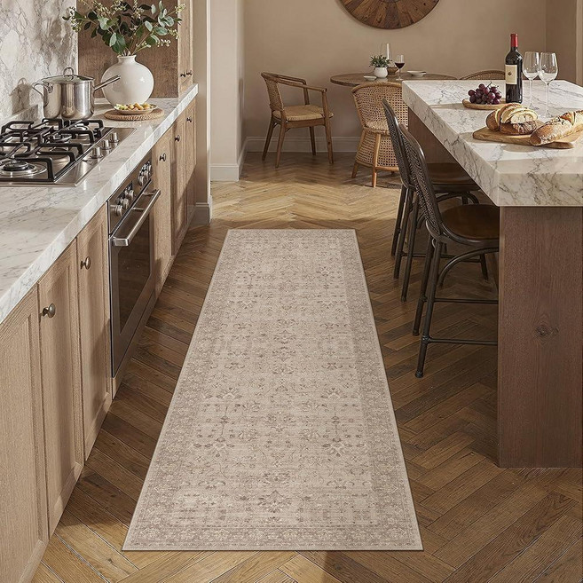 PureCozy 2x3 Entryway Area Rug Gray Washable Vintage Carpet Non Slip Low Pile Kitchen Door Mat Tra