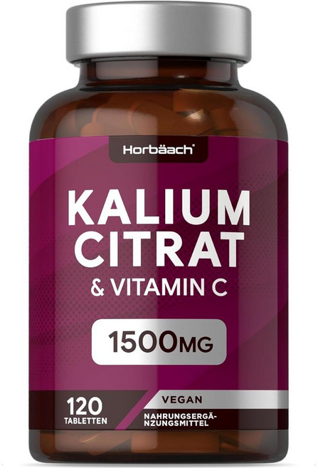 독일 호바흐 Horbaach Potassium Citrate 구연산칼륨 1500mg + 비타민C, 6개, 120정