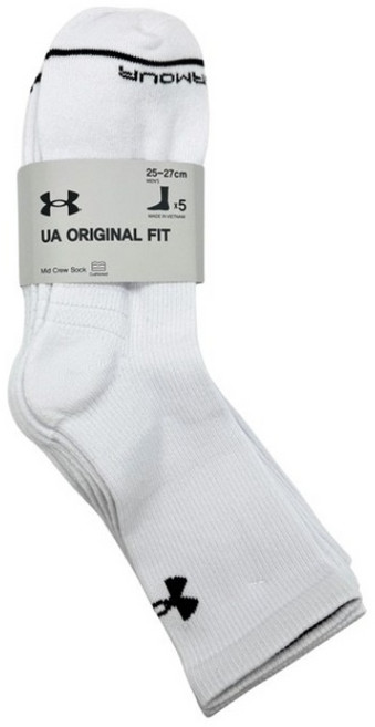 언더아머 남성 미드 크루 양말 5족