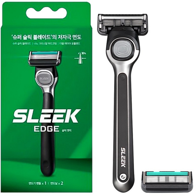 도루코 슬릭 엣지 면도기 핸들 1+면도날 2입, 1세트