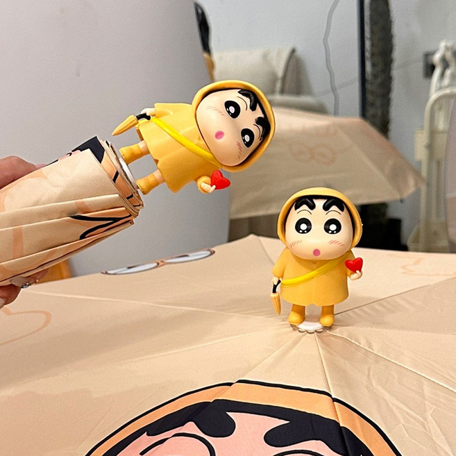 (Wonsiin) 짱구는 못말려~ 입체 인형 우산 캐릭터 양산 귀여운 짱구 크레용 신짱 피큐어 우양산 학생 선물 친구 여행 캠핑 휴대용 우산 자외선 차단