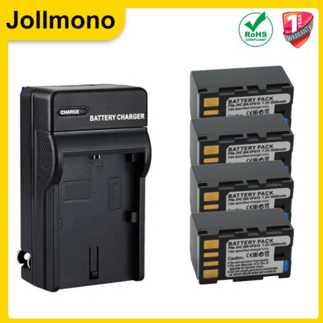JVC GZ-HD3 HD5 HD10 Everio GC-PX10 PX100 D720US D720EK 용 BN-VF815 배터리용 3800mAh, 01 1 Battery 1 Charger