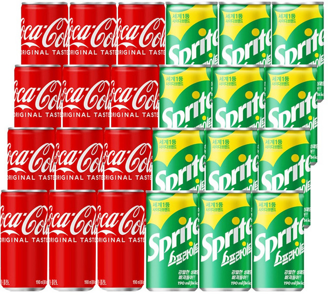 코카콜라 + 스프라이트 미니캔 혼합 24개, 1세트, 215ml